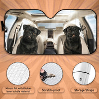 Thumbnail for Custom Windshield Sun Shade for Car Cute Black Pug Dog Driver Car Sun Shade - Car Accessory