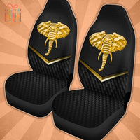 Thumbnail for Custom Car Seat Cover Elephant Black Gold Seat Covers for Cars