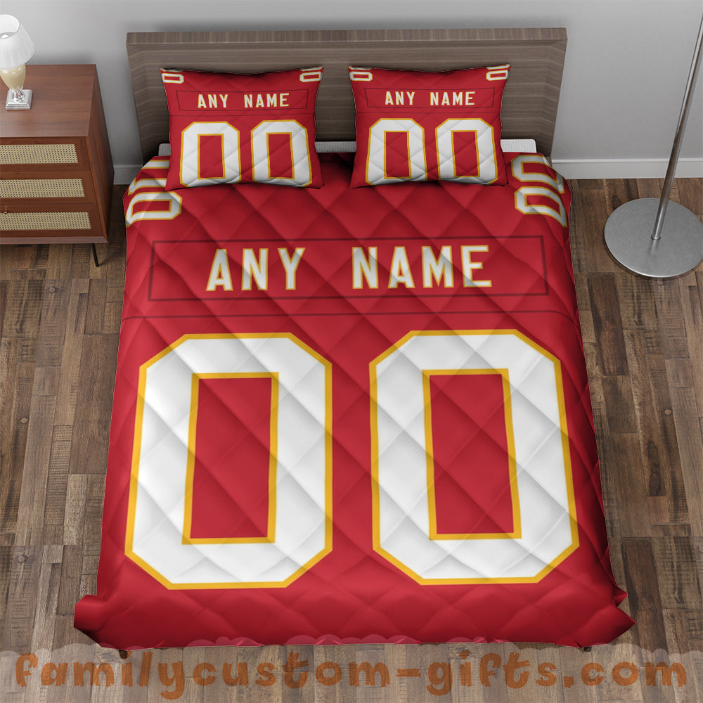 Custom Quilt Sets Kansas City Jersey Personalized Football Premium Quilt Bedding for Men Women