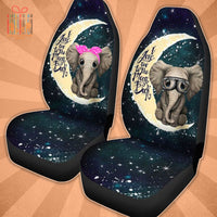 Thumbnail for Custom Car Seat Cover Cute Elephant I Love You To The Moon And Back Seat Covers for Cars