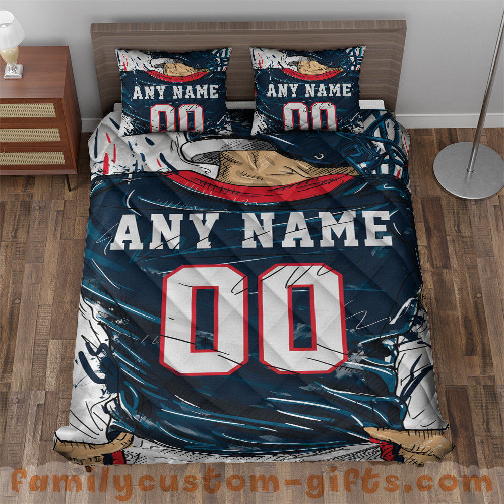 Custom Quilt Sets Houston Jersey Personalized Football Premium Quilt Bedding for Boys Girls Men Women