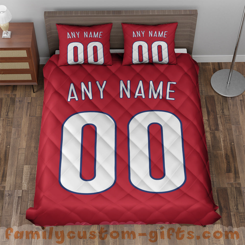 Custom Quilt Sets Philadelphia Jersey Personalized Baseball Premium Quilt Bedding for Men Women