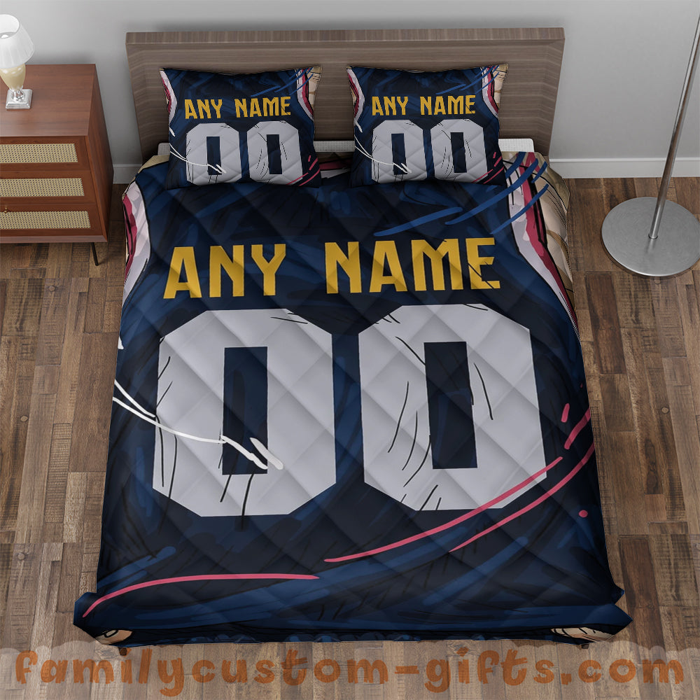 Custom Quilt Sets Denver Jersey Personalized Basketball Premium Quilt Bedding for Men Women