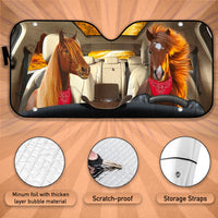 Thumbnail for Custom Windshield Sun Shade for Car Fun Cute Horse Driver Car Sun Shade - Car Accessory