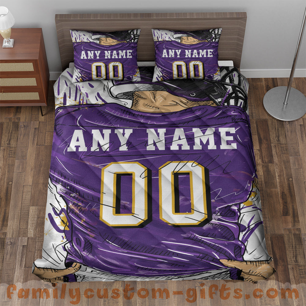 Custom Quilt Sets Baltimore Jersey Personalized Football Premium Quilt Bedding for Men Women