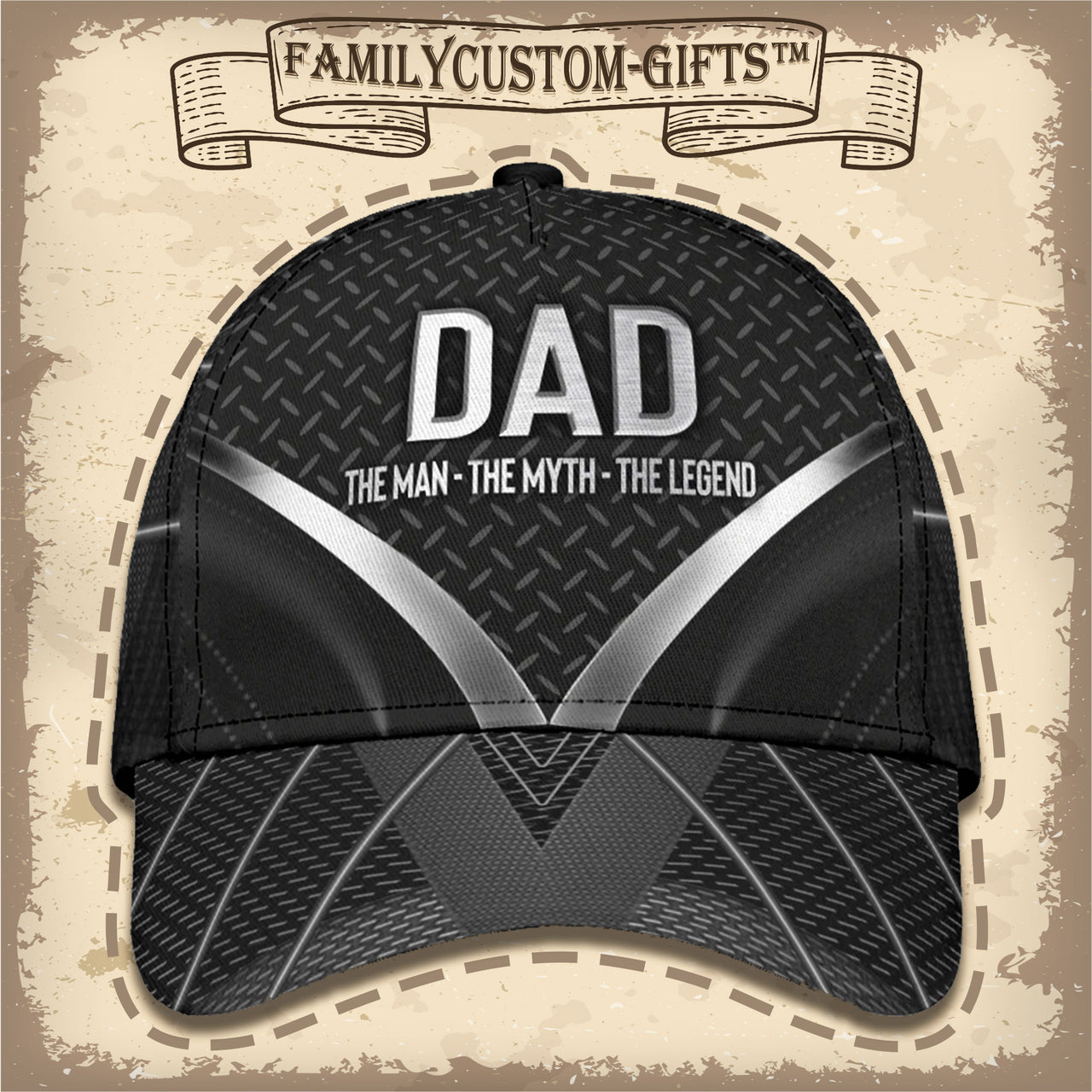 Dad The Man The Myth The Legend Custom Hats for Men 3D Prints Personalized Baseball Caps for Dad