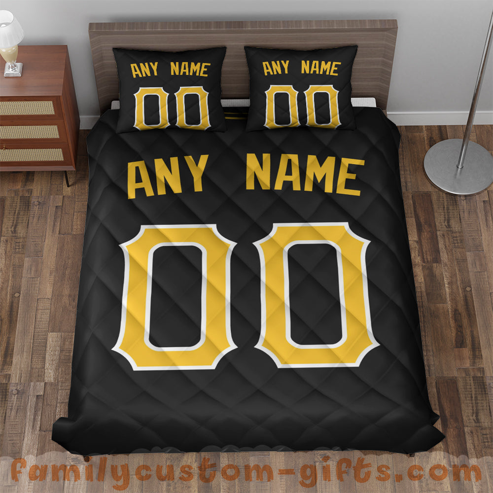 Custom Quilt Sets Pittsburgh Jersey Personalized Baseball Premium Quilt Bedding for Men Women