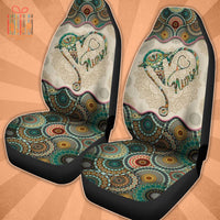 Thumbnail for Custom Car Seat Cover Nurse Heart Bohemian Vintage Mandala Pattern Seat Covers for Cars