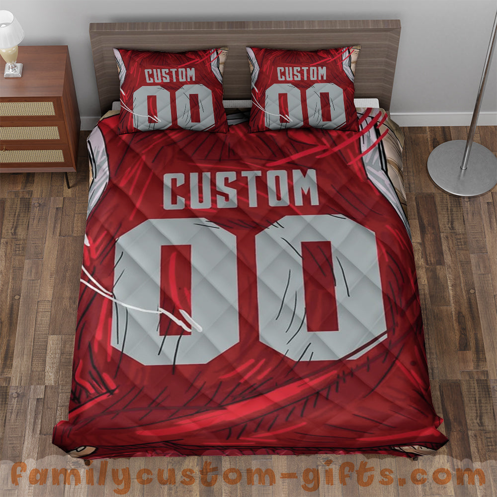 Custom Quilt Sets Houston Jersey Personalized Basketball Premium Quilt Bedding for Men Women