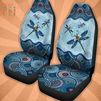 Thumbnail for Custom Car Seat Cover Blue Dragonfly Bohemian Vintage Mandala Seat Covers for Cars