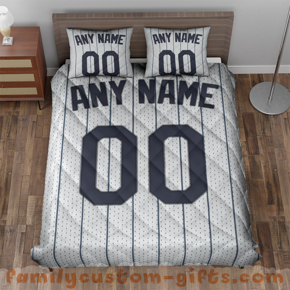 Custom Quilt Sets New York Jersey Personalized Baseball Premium Quilt Bedding for Men Women