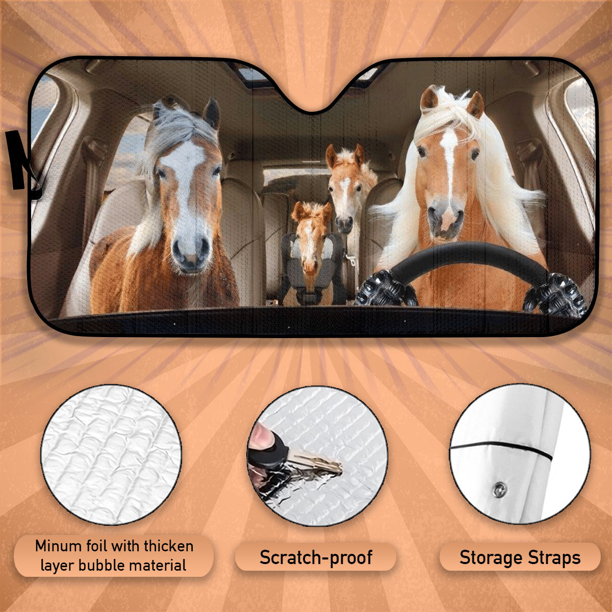 Custom Windshield Sun Shade for Car Haflinger Horse Driver Car Sun Shade - Car Accessory