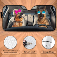 Thumbnail for Custom Windshield Sun Shade for Car Cute German Shepherd Family Driver Car Sun Shade - Car Accessory