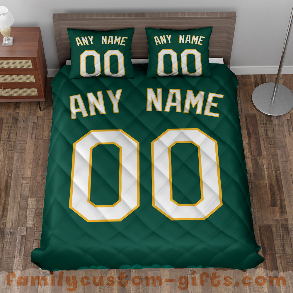 Custom Quilt Sets Oakland Jersey Personalized Baseball Premium Quilt Bedding for Men Women