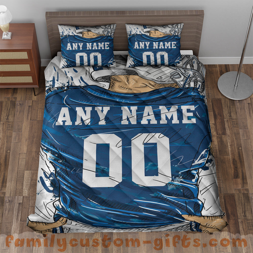 Custom Quilt Sets Indianapolis Jersey Personalized Football Premium Quilt Bedding for Men Women