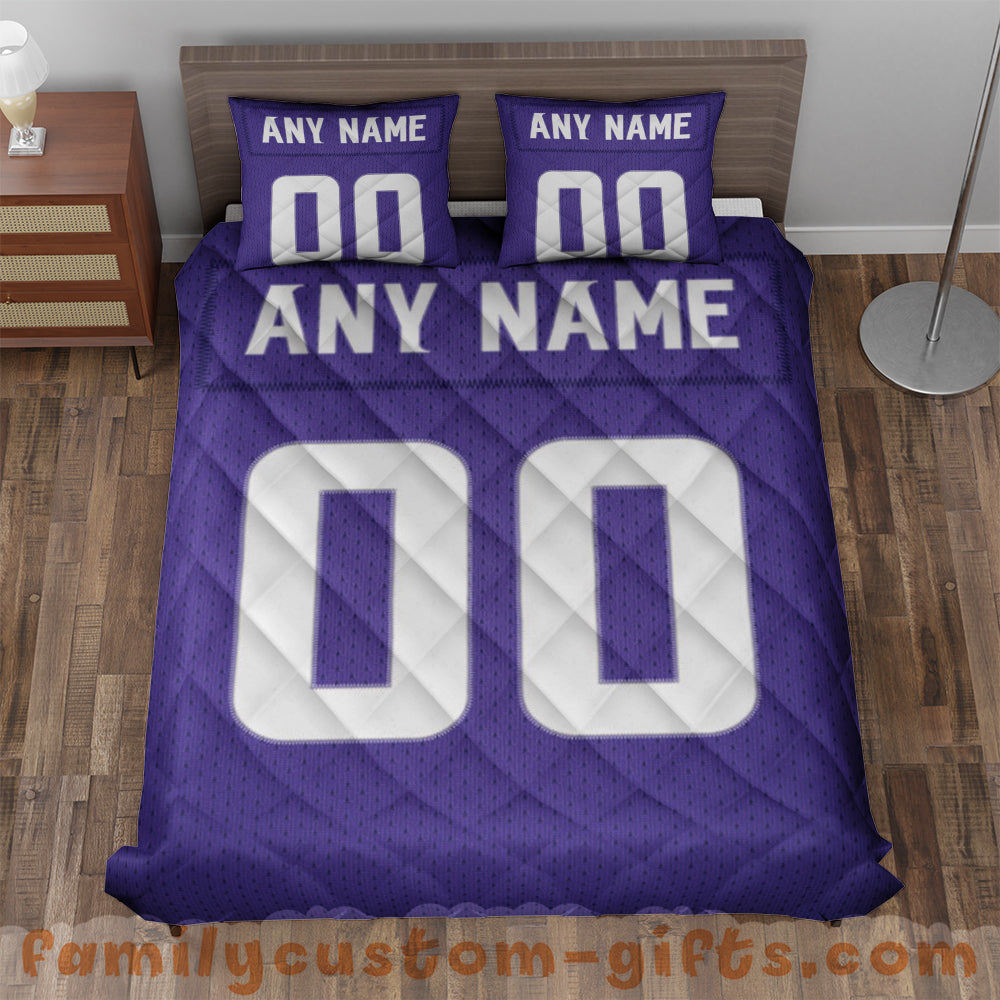 Custom Quilt Sets Minnesota Jersey Personalized Football Premium Quilt Bedding for Men Women