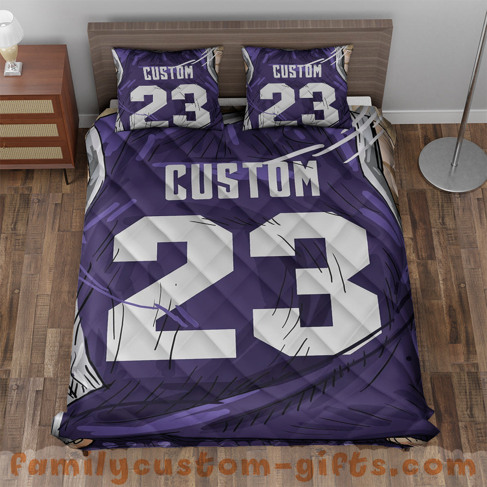 Custom Quilt Sets Sacramento Jersey Personalized Basketball Premium Quilt Bedding for Men Women
