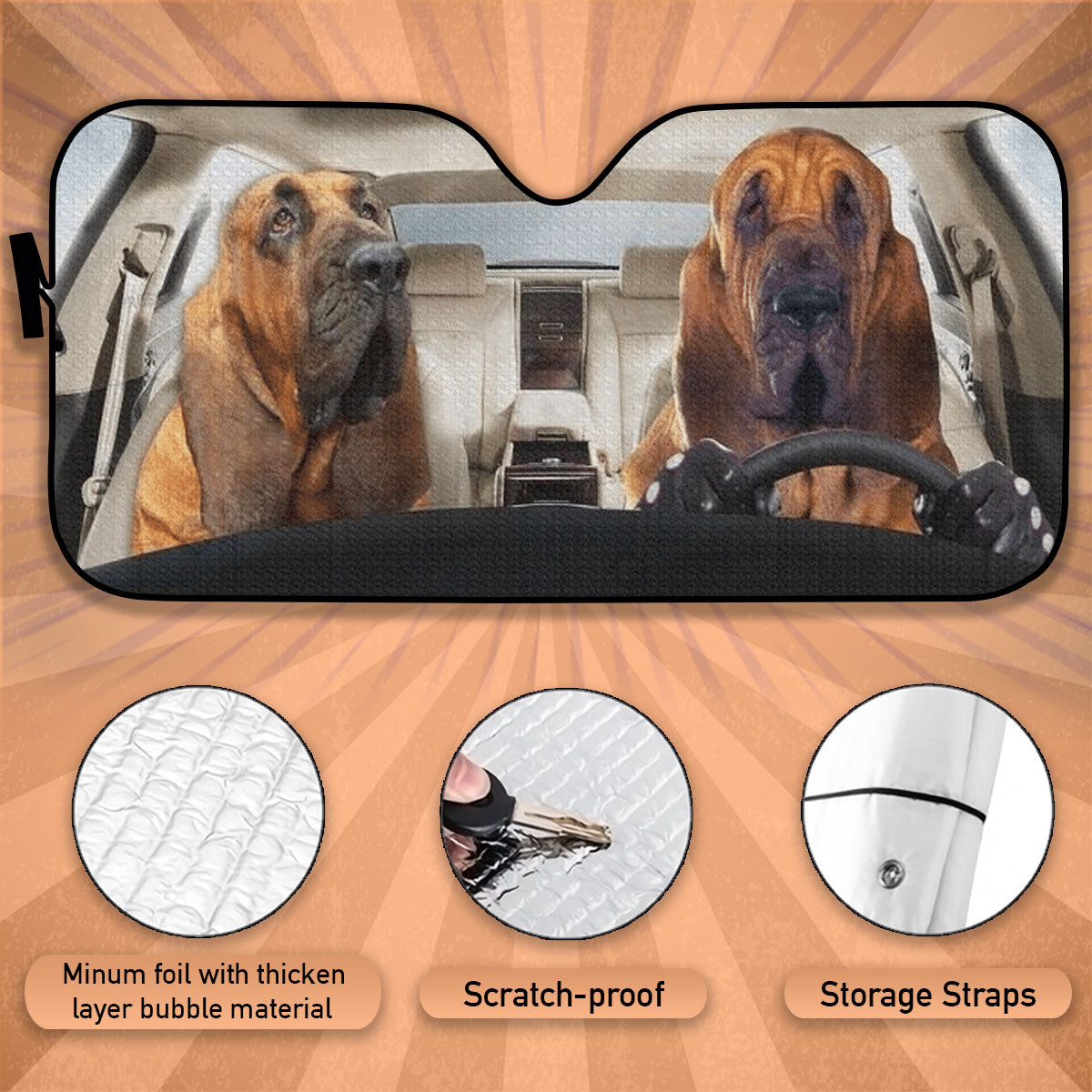 Custom Windshield Sun Shade for Car Cute Bloodhound Couple Driver Car Sun Shade - Car Accessory
