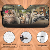 Thumbnail for Custom Windshield Sun Shade for Car Cute Cat Family Driving Car Sun Shade - Car Accessory
