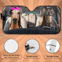 Thumbnail for Custom Windshield Sun Shade for Car Cute Horse Driver Car Sun Shade - Car Accessory