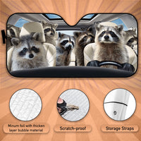 Thumbnail for Custom Windshield Sun Shade for Car Raccoon Family Driving Car Sun Shade - Car Accessory