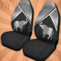 Thumbnail for Custom Car Seat Cover Elephant Print 3D Silver Metal Seat Covers for Cars