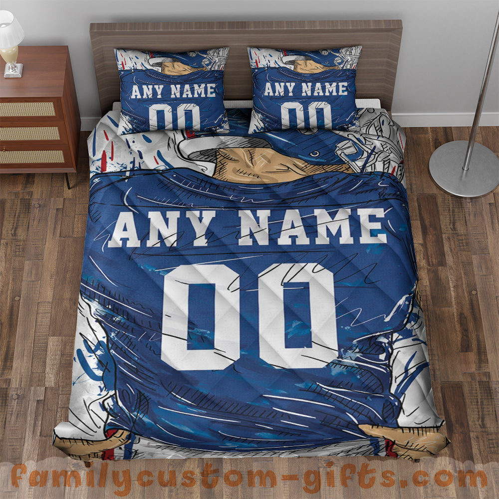 Custom Quilt Sets New York Jersey Personalized Football Premium Quilt Bedding for Boys Girls Men Women