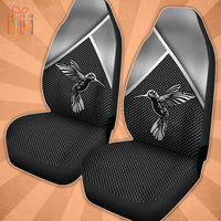 Thumbnail for Custom Car Seat Cover Hummingbird Print 3D Silver Metal Seat Covers for Cars