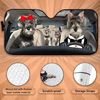 Thumbnail for Custom Windshield Sun Shade for Car Cute Schnauzer Family Driver Car Sun Shade - Car Accessory