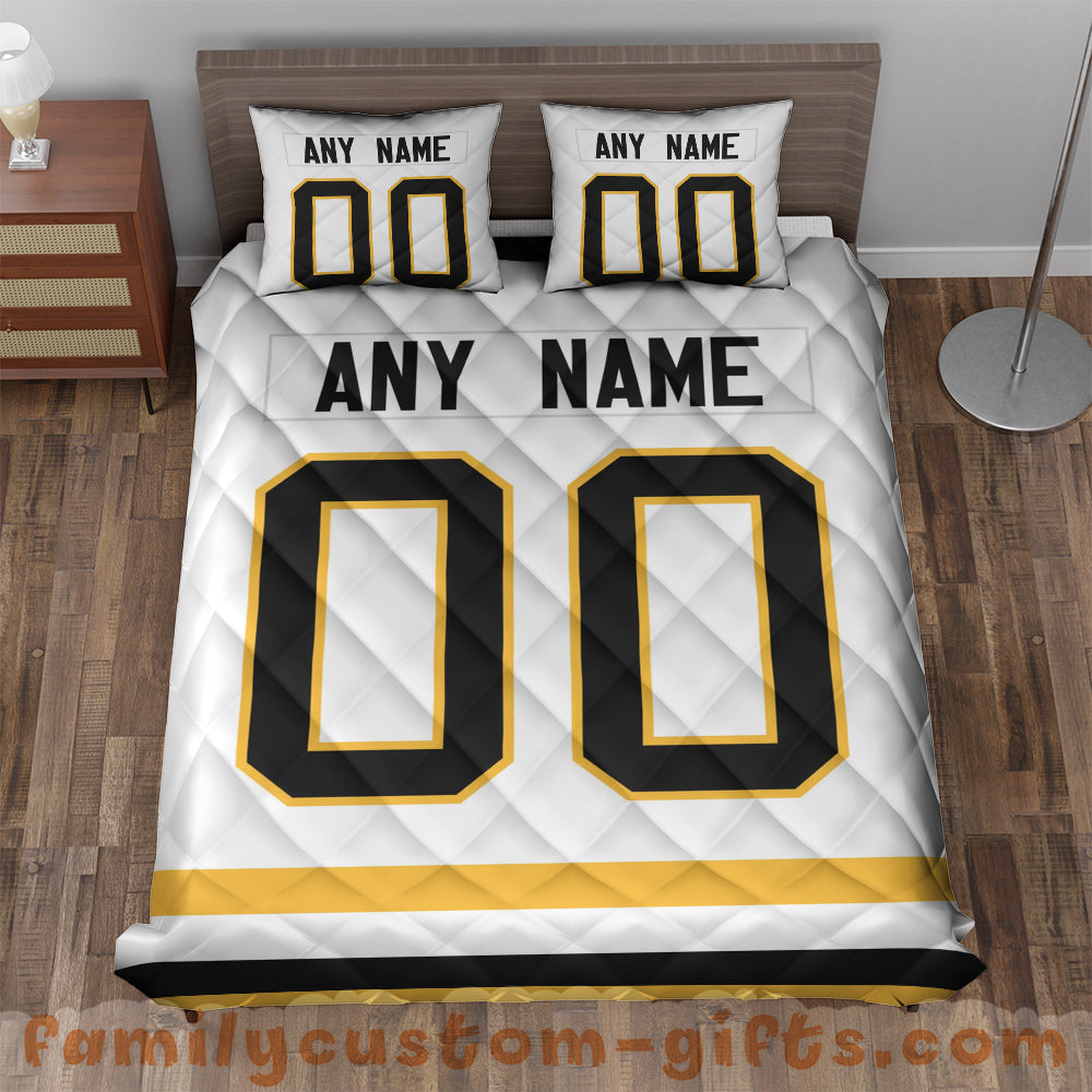 Custom Quilt Sets Pittsburgh Jersey Personalized Ice hockey Premium Quilt Bedding for Men Women