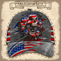 Thumbnail for Skull American Flag Custom Hats for Men & Women 3D Prints Personalized Baseball Caps