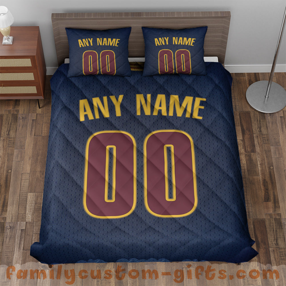 Custom Quilt Sets Cleveland Jersey Personalized Basketball Premium Quilt Bedding for Men Women