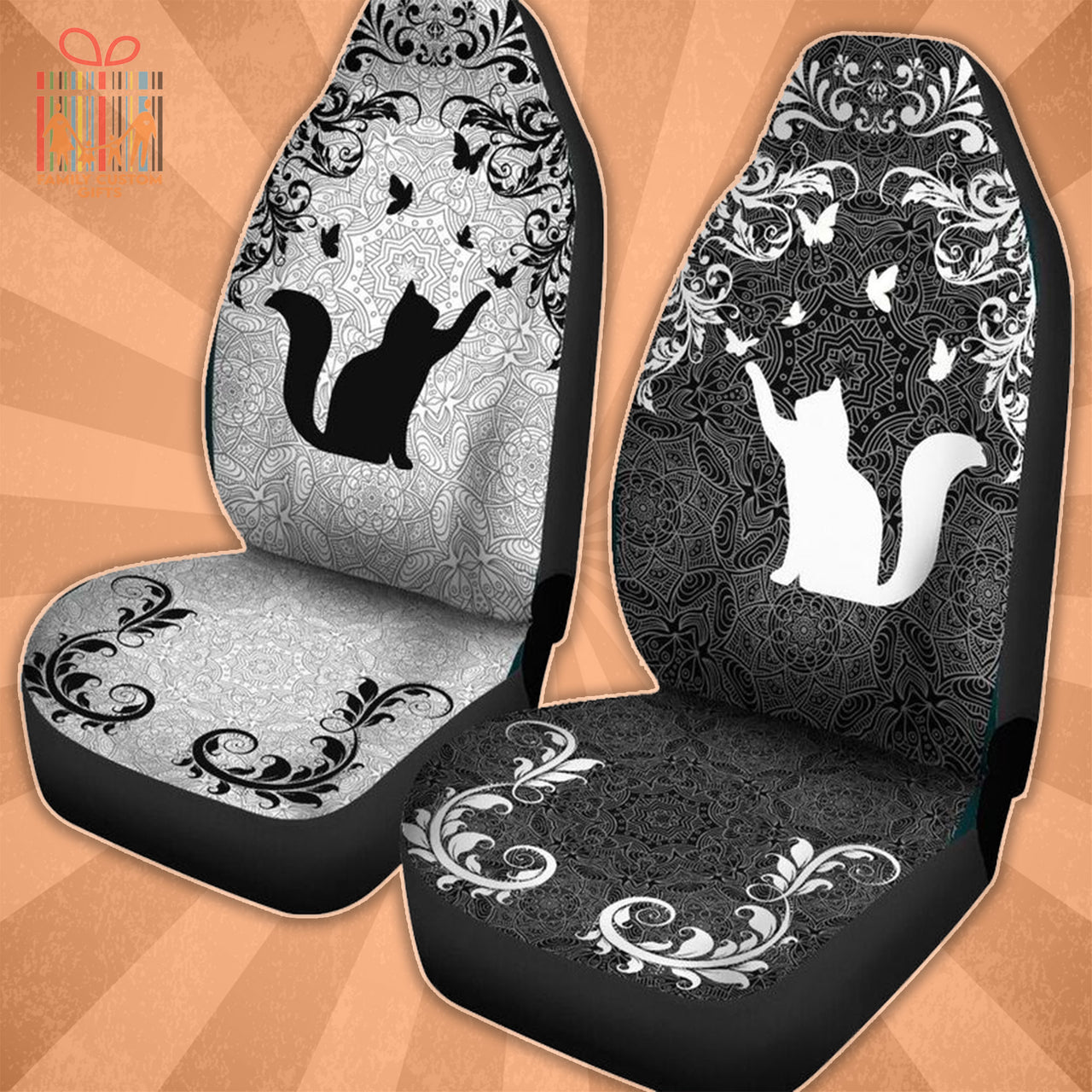 Custom Car Seat Cover Cat Butterfly Design Seat Covers for Cars