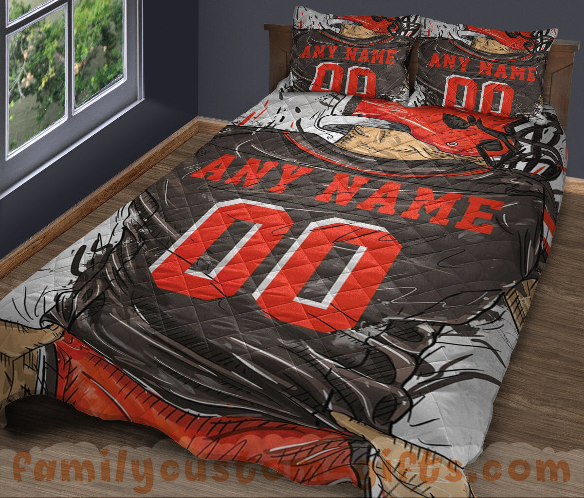 Custom Quilt Sets Cleveland Jersey Personalized Football Premium Quilt Bedding for Men Women