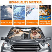 Thumbnail for Custom Windshield Sun Shade for Car Funny 2 Bulldog Pattern Car Sun Shade - Car Accessory