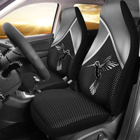 Thumbnail for Custom Car Seat Cover Hummingbird Print 3D Silver Metal Seat Covers for Cars