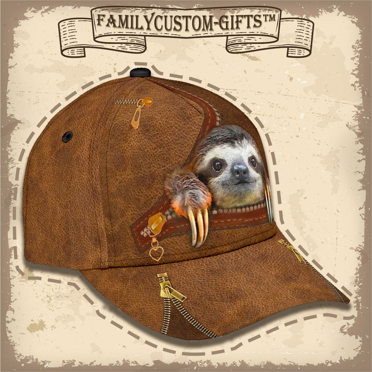 Cute Sloth Custom Hats for Men & Women 3D Prints Personalized Baseball Caps