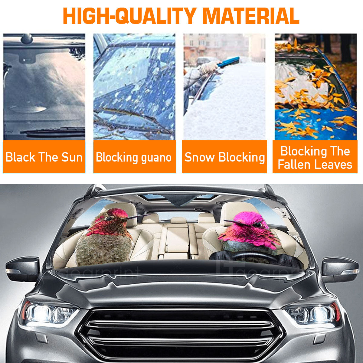 Custom Windshield Sun Shade for Car Cute Hummingbird Driver Car Sun Shade - Car Accessory
