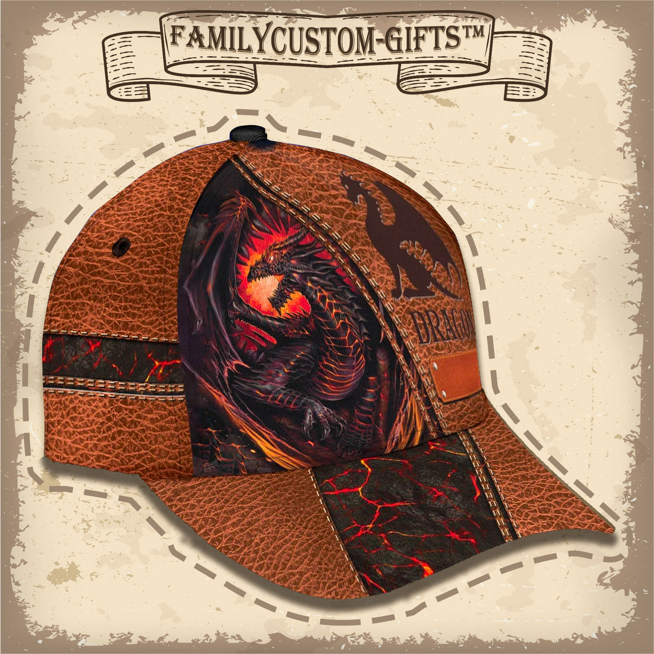 Red Fire Dragon Custom Hats for Men & Women 3D Prints Personalized Baseball Caps