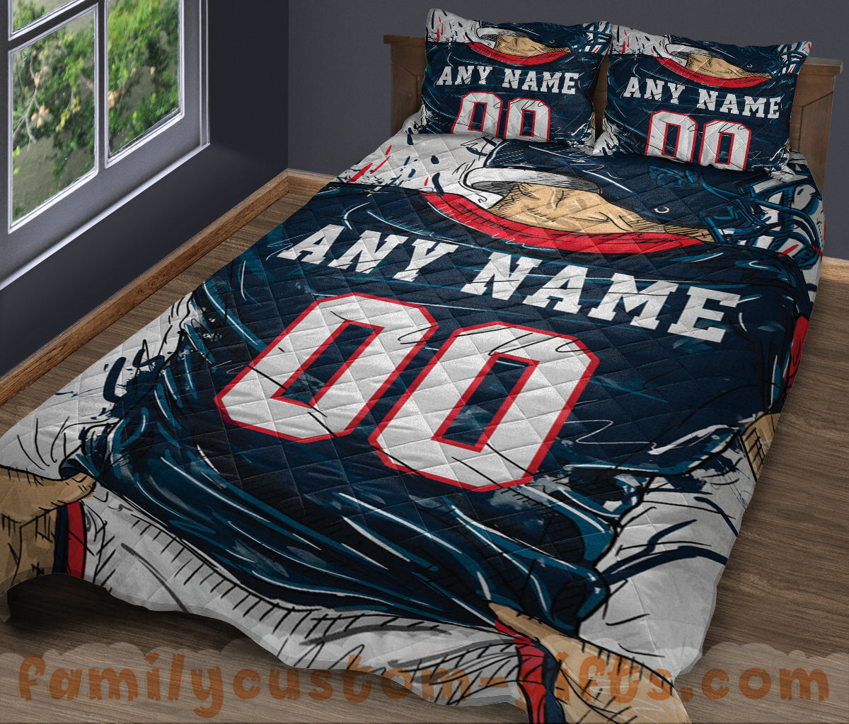 Custom Quilt Sets Houston Jersey Personalized Football Premium Quilt Bedding for Boys Girls Men Women