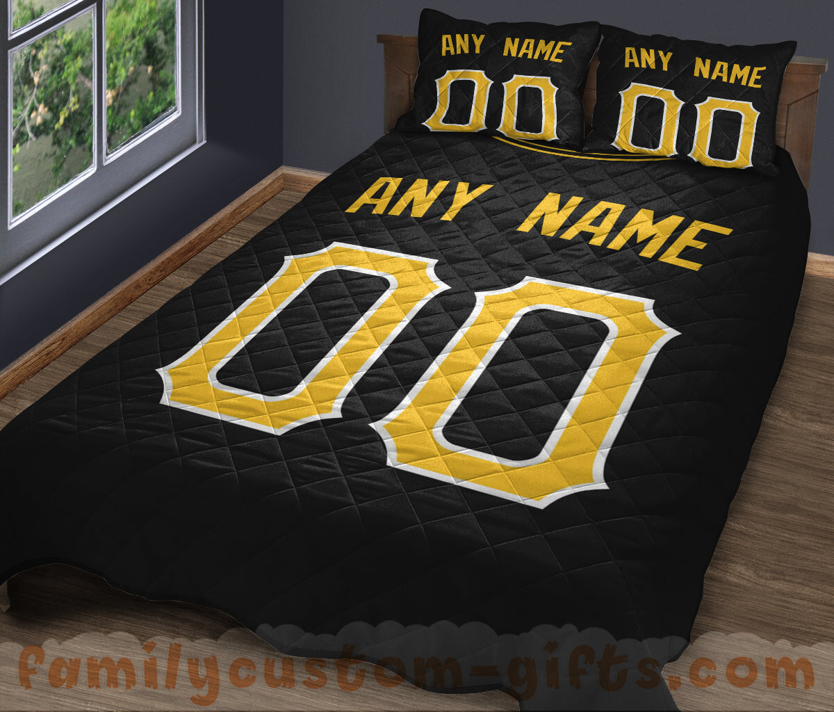 Custom Quilt Sets Pittsburgh Jersey Personalized Baseball Premium Quilt Bedding for Men Women