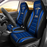 Thumbnail for Custom Car Seat Cover RN LVN CNA Nurse Blue Leather Seat Covers for Cars