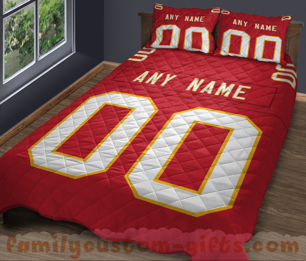 Custom Quilt Sets Kansas City Jersey Personalized Football Premium Quilt Bedding for Men Women