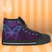 Thumbnail for Purple Butterfly High Top Canvas Shoes for Men Women 3D Prints Fashion Sneakers Custom Shoes