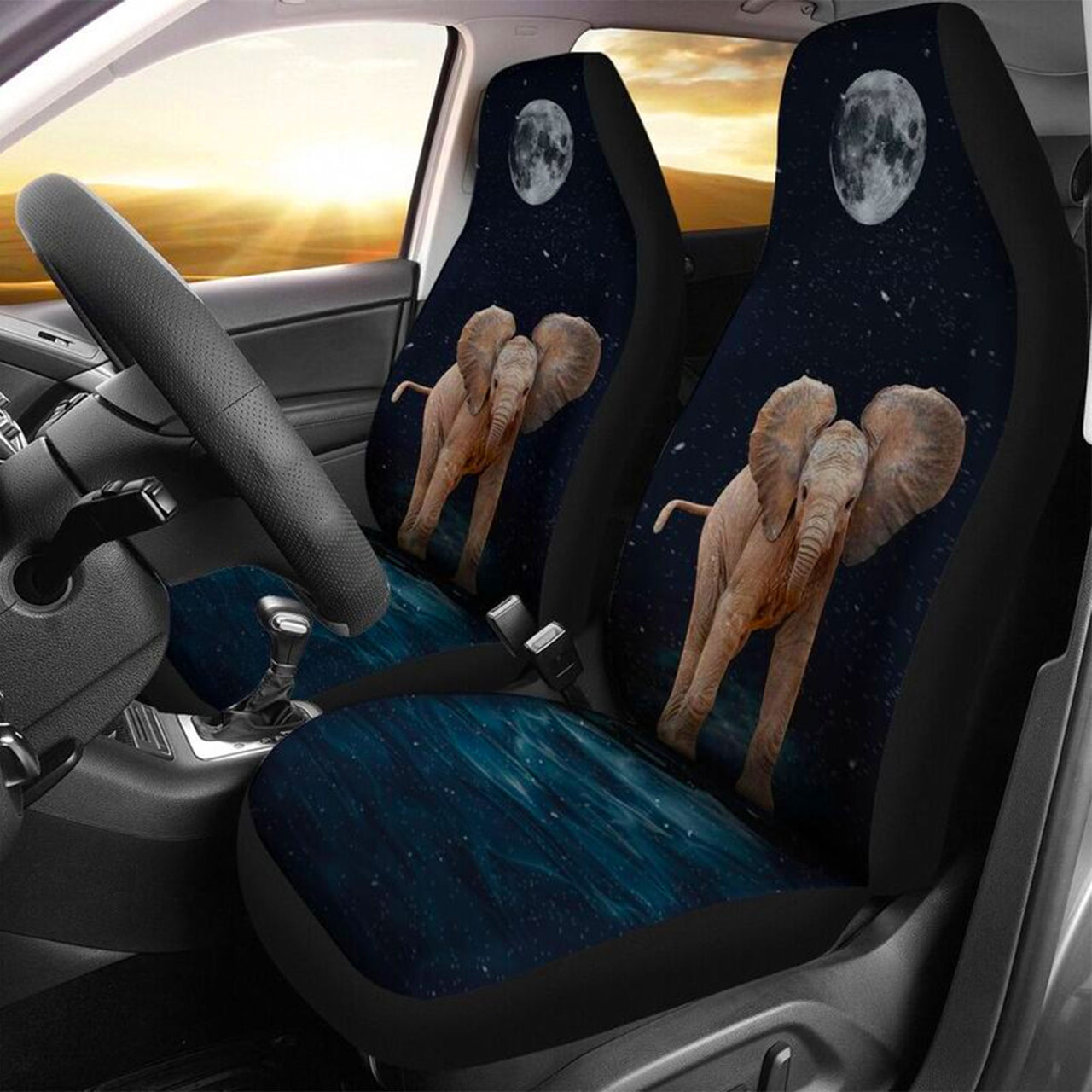 Custom Car Seat Cover Elephants with Reflection in Water Seat Covers for Cars