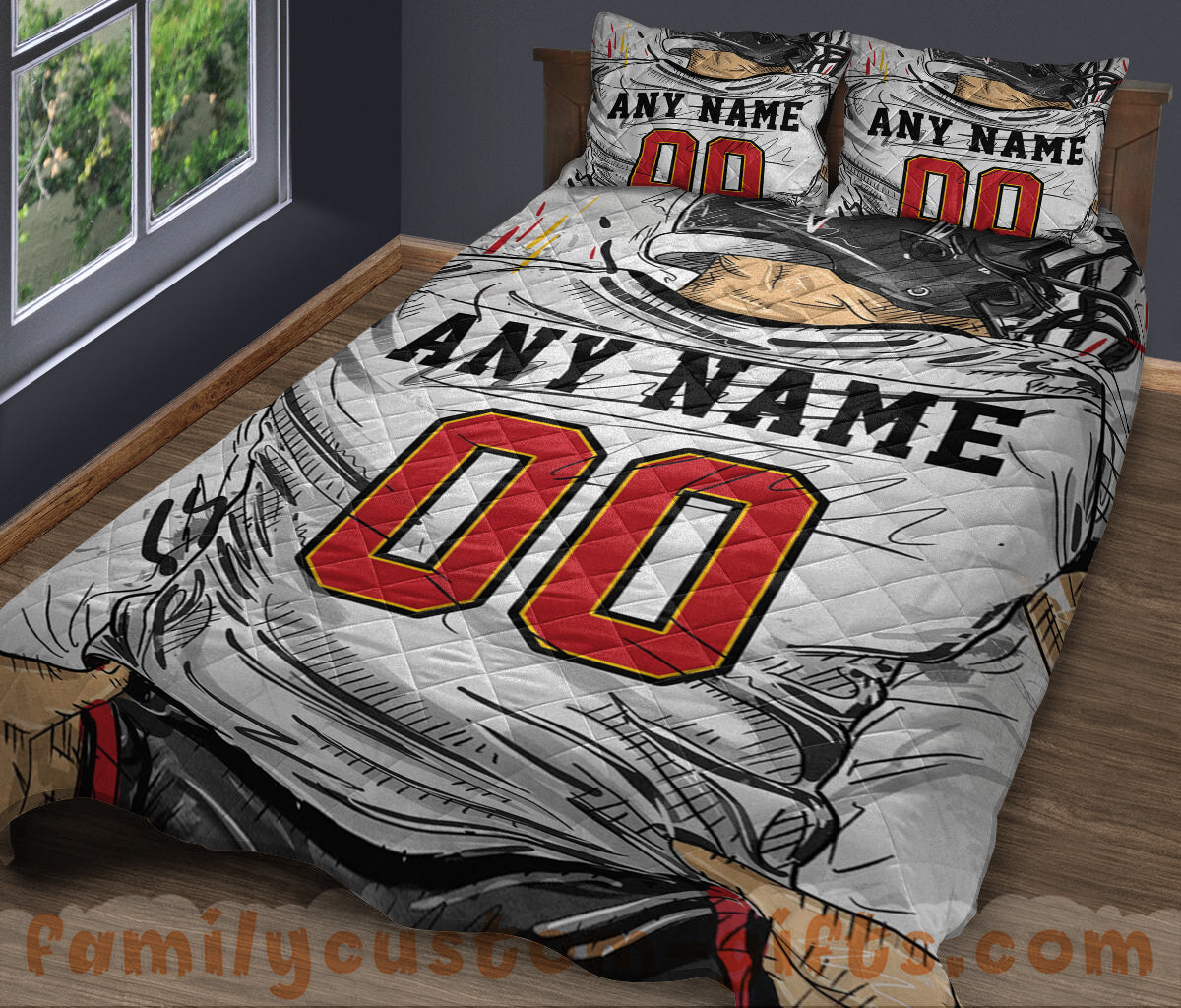 Custom Quilt Sets Tampa Bay Jersey Personalized Football Premium Quilt Bedding for Men Women