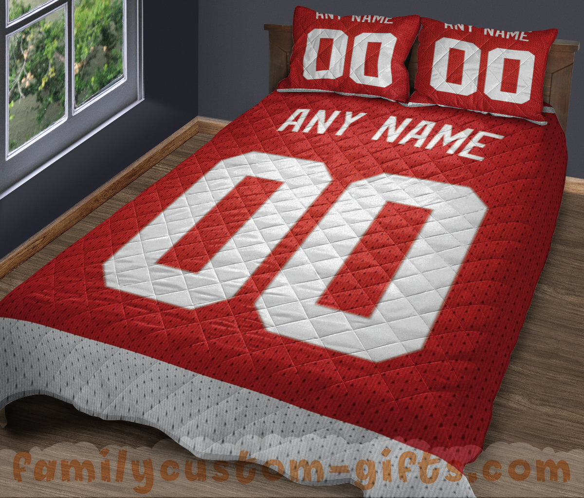 Custom Quilt Sets Detroit Jersey Personalized Ice Hockey Premium Quilt Bedding for Men Women