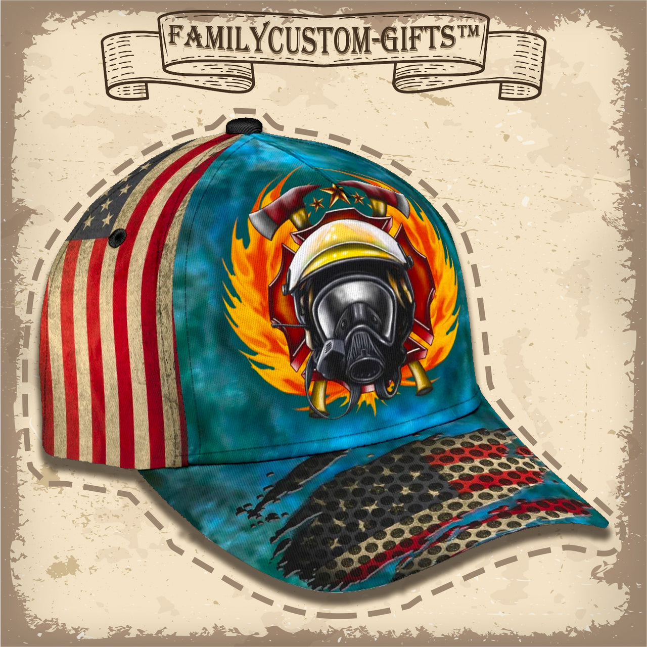 Firefighters American Flag Custom Hats for Men & Women 3D Prints Personalized Baseball Caps