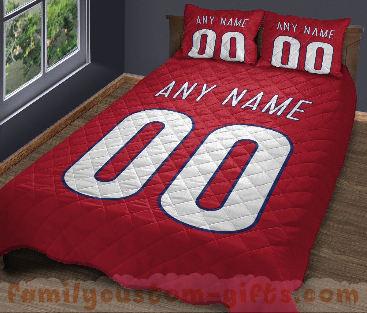 Custom Quilt Sets Philadelphia Jersey Personalized Baseball Premium Quilt Bedding for Men Women