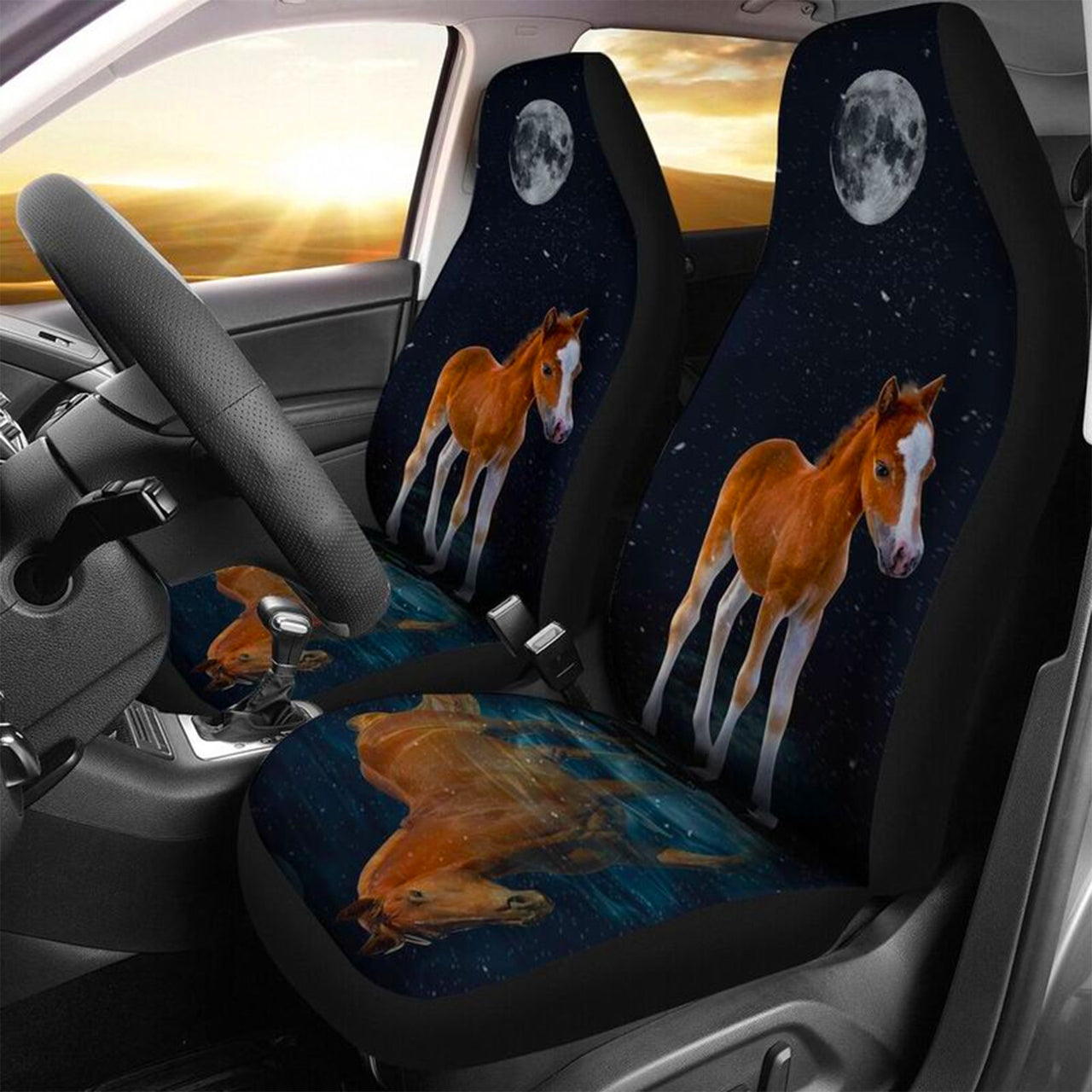 Custom Car Seat Cover Horse with Reflection in Water Seat Covers for Cars